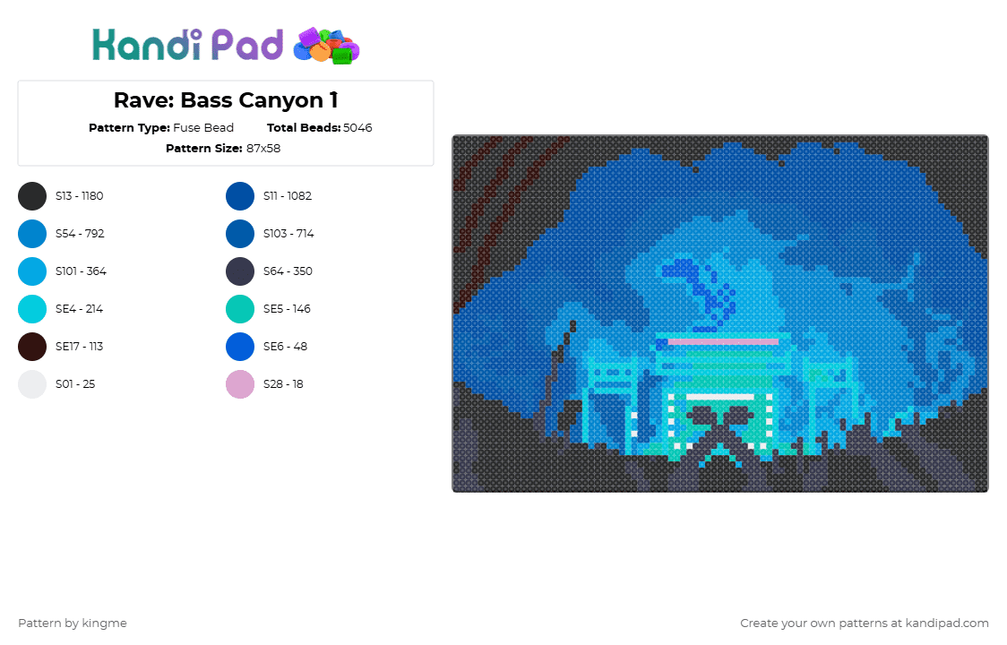 Rave: Bass Canyon `1 - Fuse Bead Pattern by kingme on Kandi Pad - blue,rave,concert,music,night,silhouette,canvas,party,festival
