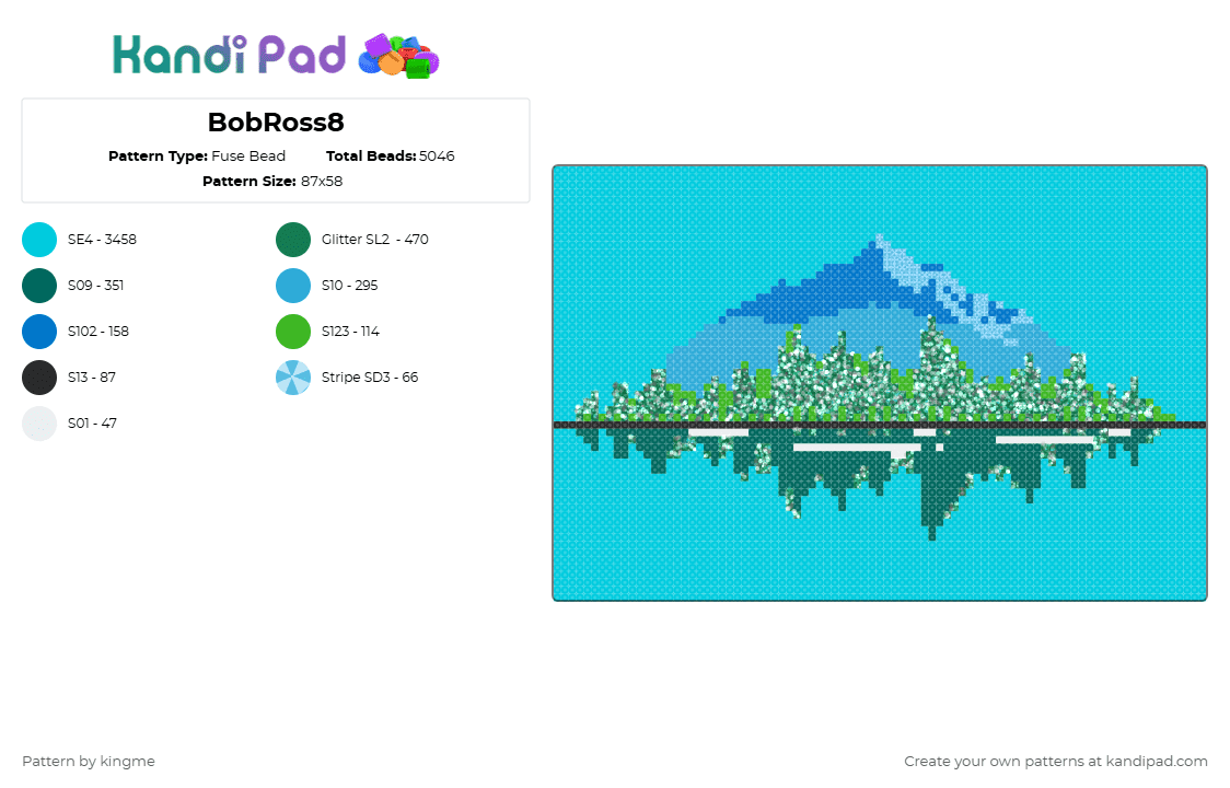 BobRoss8 - Fuse Bead Pattern by kingme on Kandi Pad - light blue,bobross,canvas,art,scenery,nature,portrait