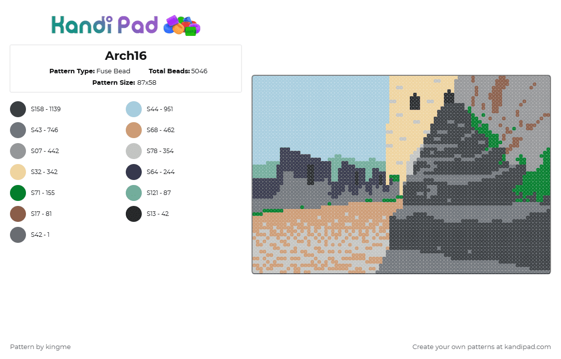 Arch16 - Fuse Bead Pattern by kingme on Kandi Pad - architecture,arch,realism,nature,building,canvas,stone,castle