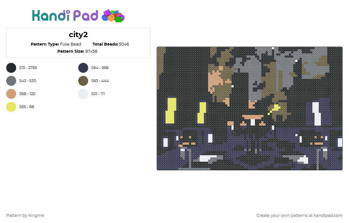 city2 - Fuse Bead Pattern by kingme on Kandi Pad - black,tan,purple,gray,city,mombasa,odst,halo,night,silhouette,video,game