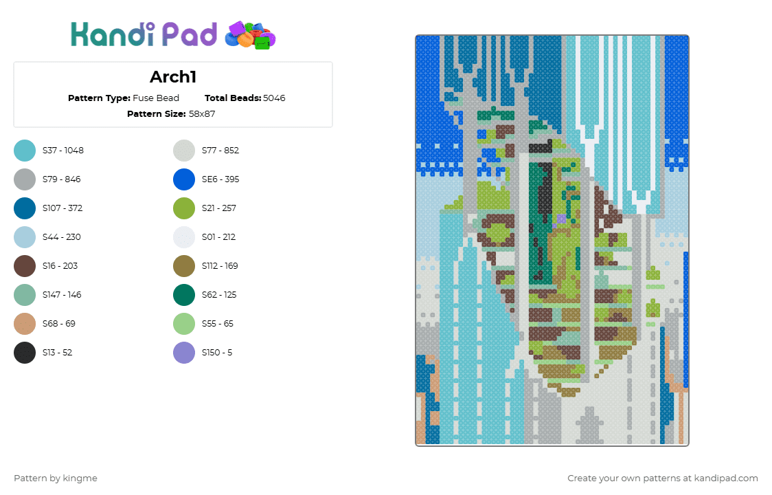Arch1 - Fuse Bead Pattern by kingme on Kandi Pad - gray,teal,blue,glass,city,building,architecture,urban,sky,realism,canvas