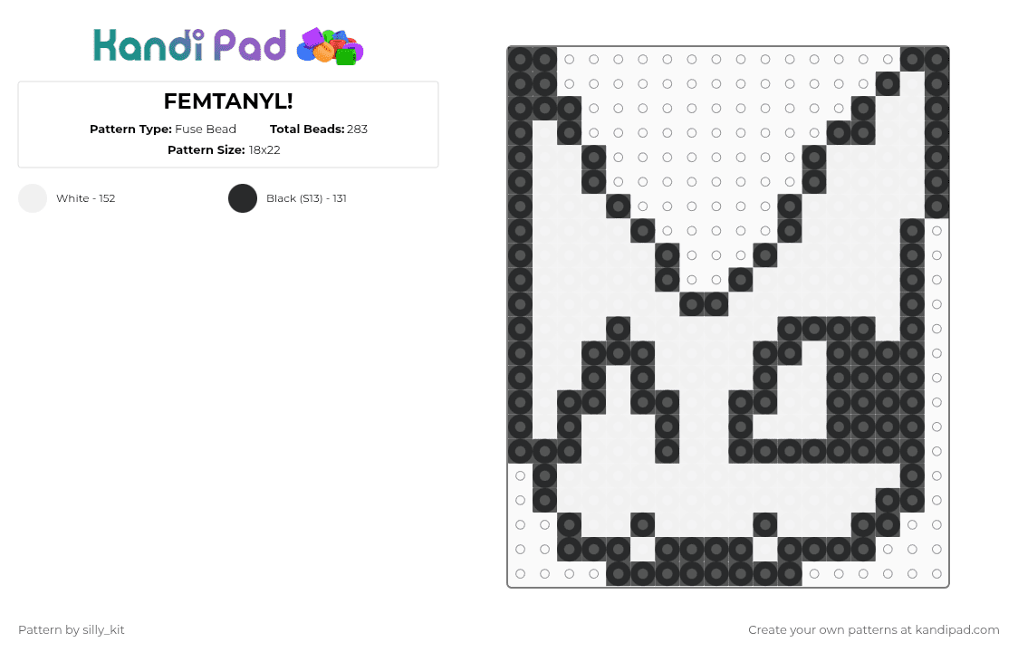 FEMTANYL! - Fuse Bead Pattern by silly_kit on Kandi Pad - white,black