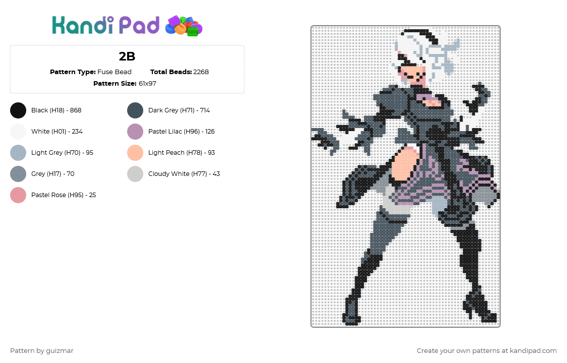 2B - Fuse Bead Pattern by guizmar on Kandi Pad - purple