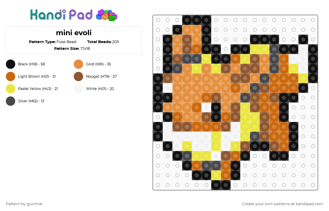 mini evoli - Fuse Bead Pattern by guizmar on Kandi Pad - orange
