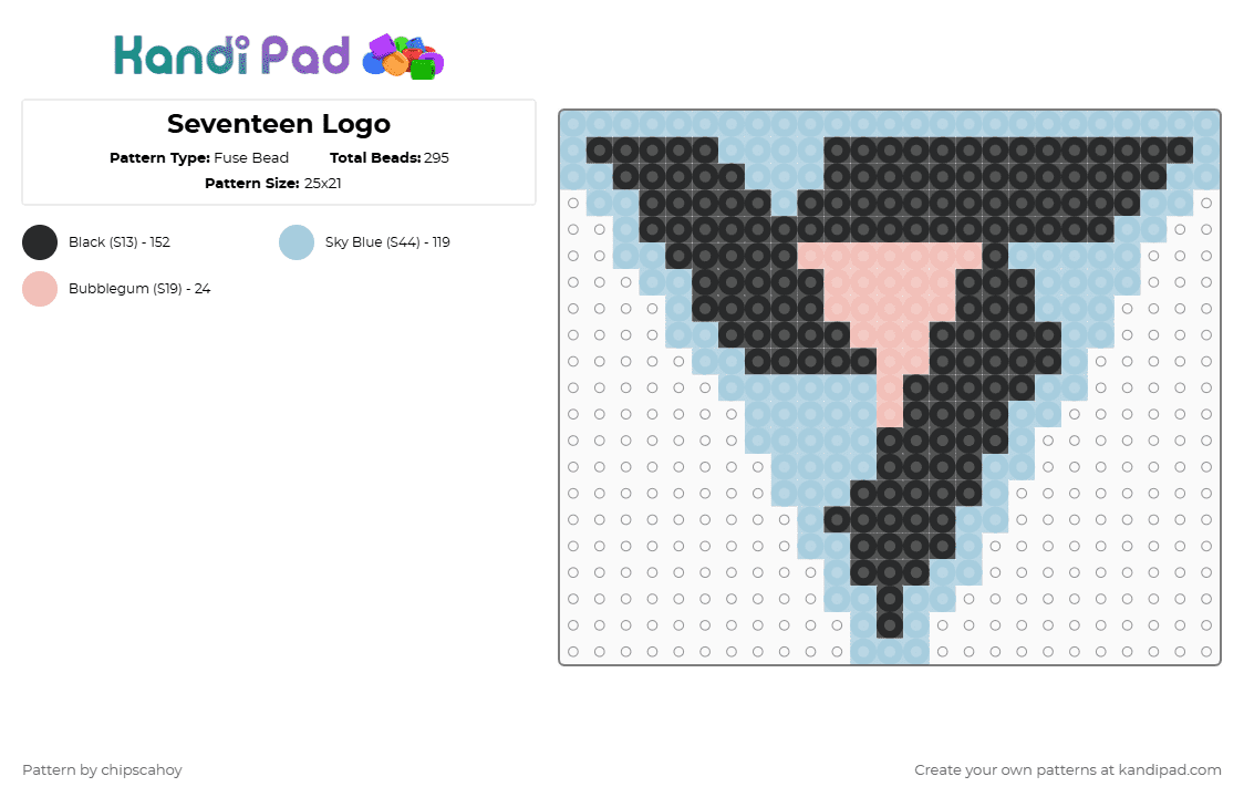 Seventeen Logo - Fuse Bead Pattern by chipscahoy on Kandi Pad - light blue