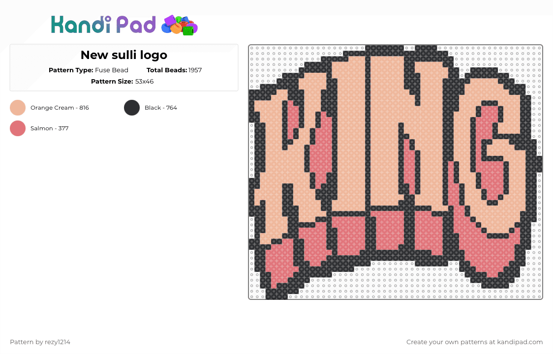 New sulli logo - Fuse Bead Pattern by rezy1214 on Kandi Pad - sullivan king,king,logo,dj,music,edm,beige,red