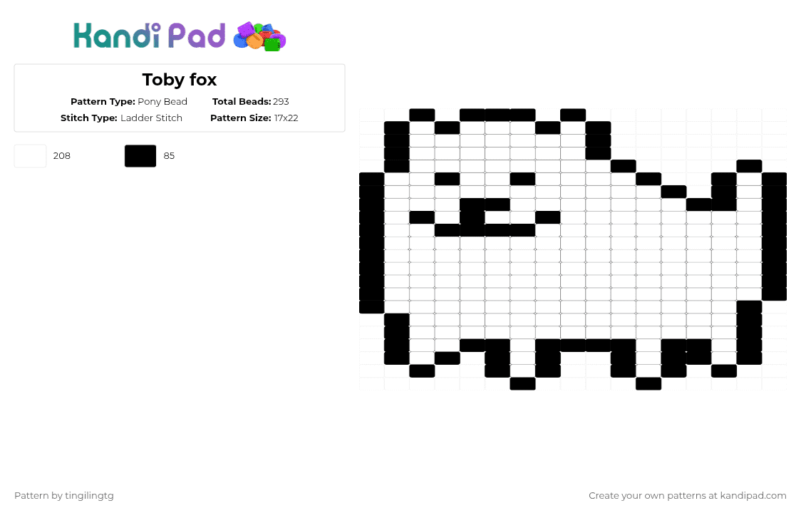 Toby fox - Pony Bead Pattern by tingilingtg on Kandi Pad - black, deltarune, undertale, white