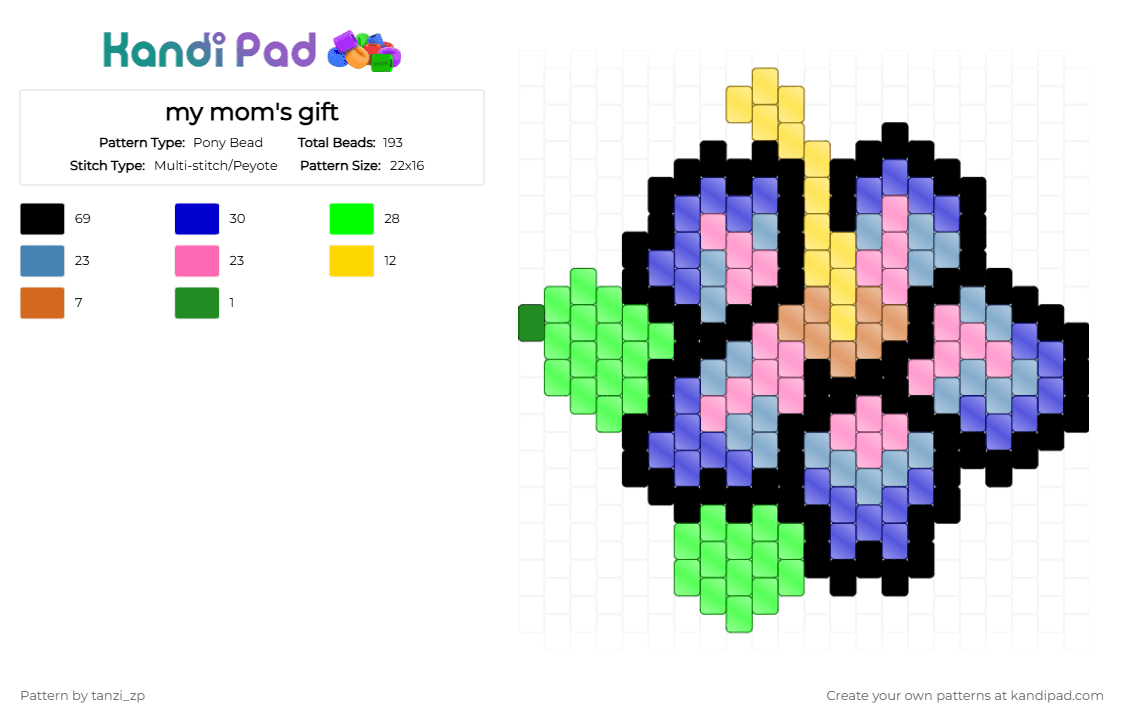 my mom\'s gift - Pony Bead Pattern by tanzi_zp on Kandi Pad - green,blue,purple,pink