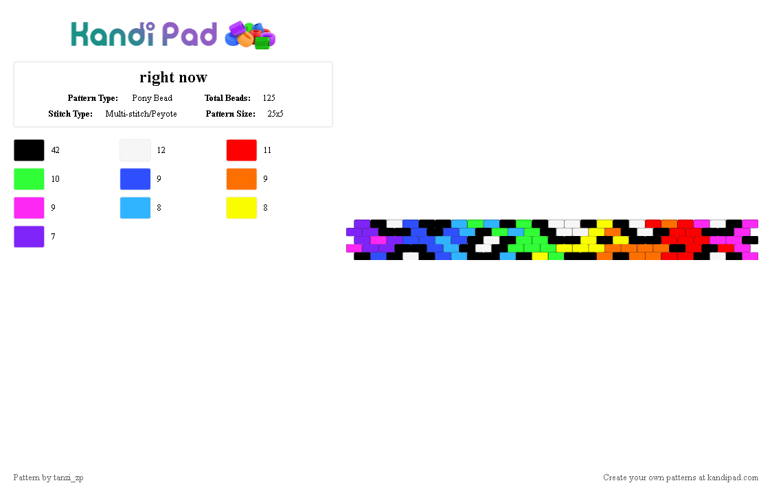 right now - Pony Bead Pattern by tanzi_zp on Kandi Pad - blue, colorful, red, yellow