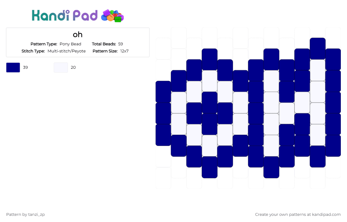oh - Pony Bead Pattern by tanzi_zp on Kandi Pad - white,purple