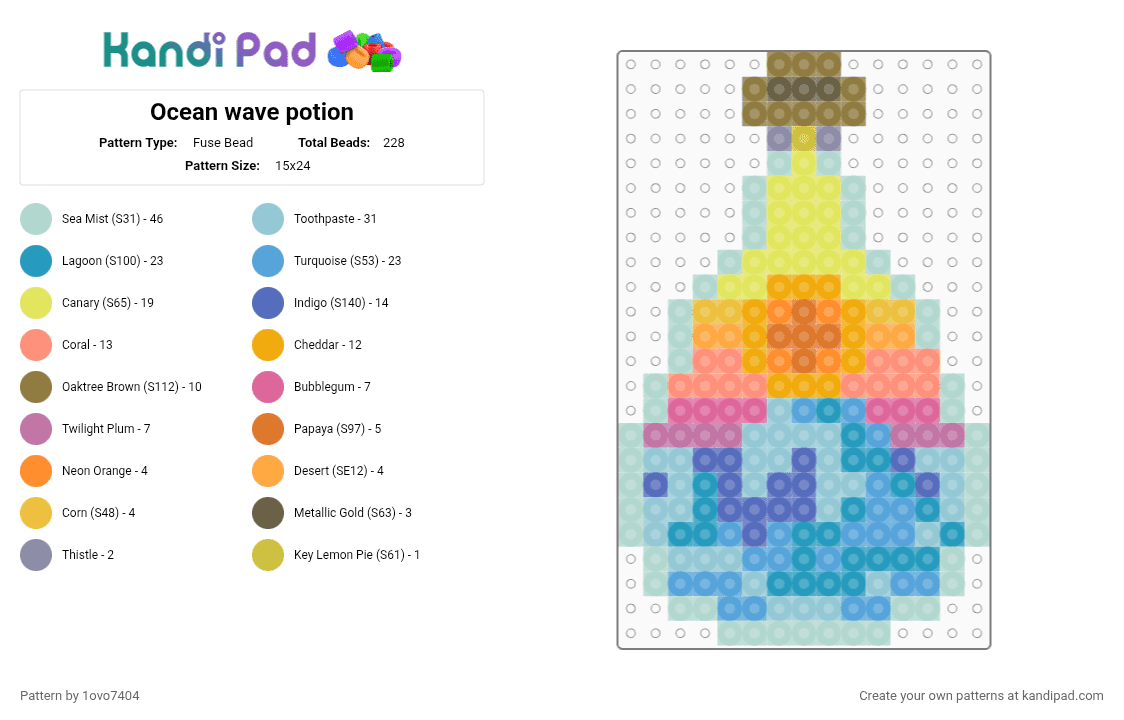 Ocean wave potion - Fuse Bead Pattern by 1ovo7404 on Kandi Pad - light blue, orange