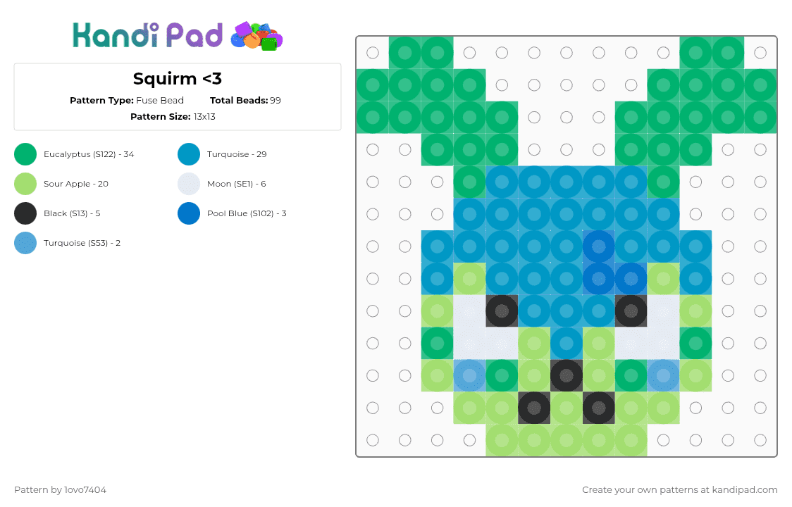 Squirm - Fuse Bead Pattern by 1ovo7404 on Kandi Pad - green,light blue
