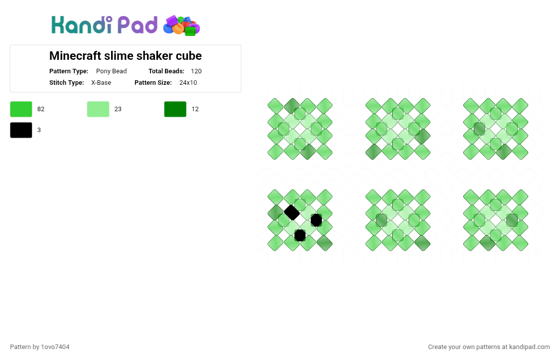 Minecraft slime shaker cube - Pony Bead Pattern by 1ovo7404 on Kandi Pad - green