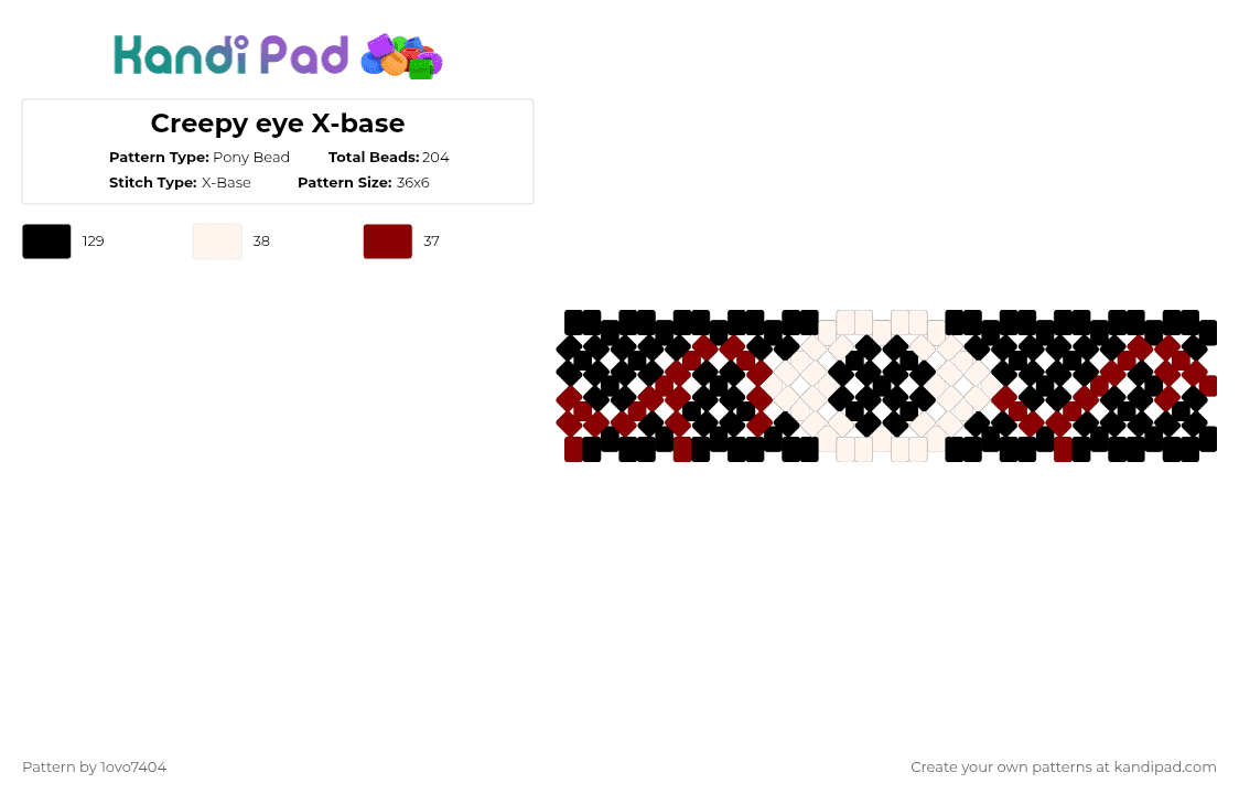 Creepy eye X-base - Pony Bead Pattern by 1ovo7404 on Kandi Pad - black,white,red