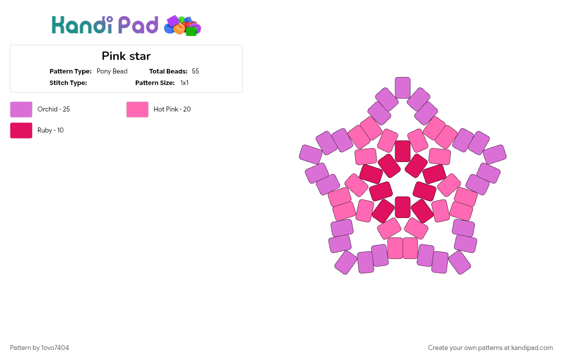 Pink star - Pony Bead Pattern by 1ovo7404 on Kandi Pad - pink