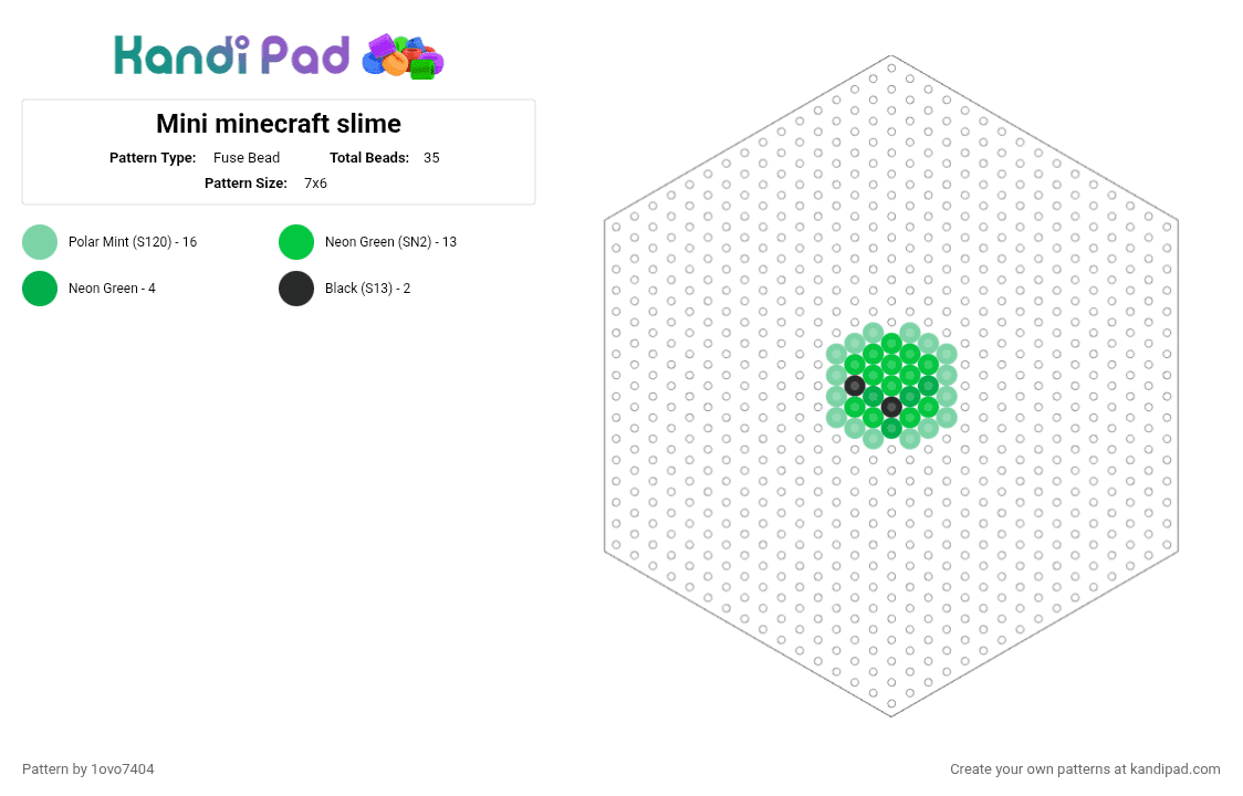 Mini minecraft slime - Fuse Bead Pattern by 1ovo7404 on Kandi Pad - green, teal