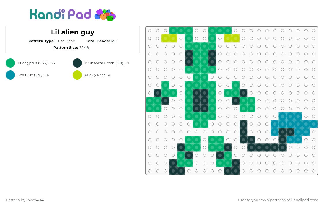 Lil alien guy - Fuse Bead Pattern by 1ovo7404 on Kandi Pad - green