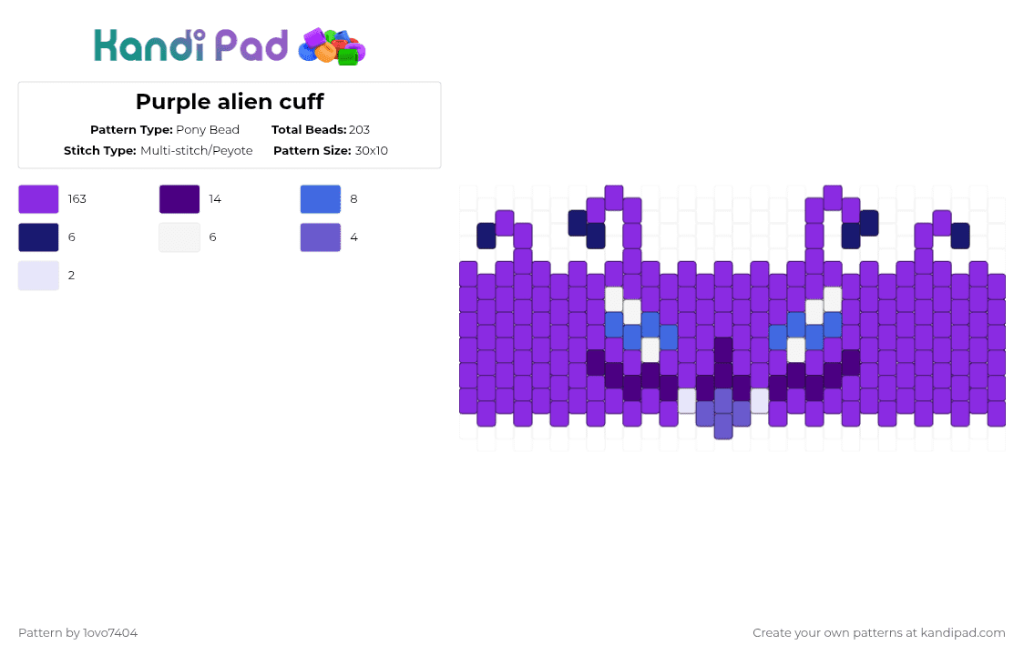 Purple alien cuff - Pony Bead Pattern by 1ovo7404 on Kandi Pad - purple