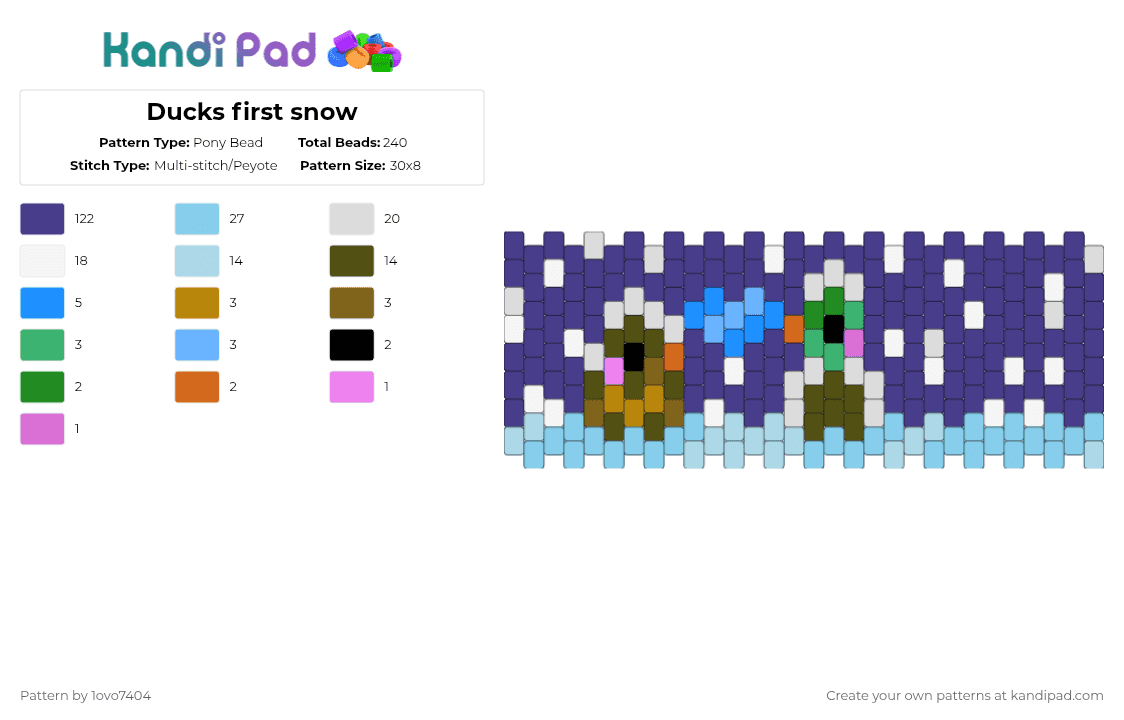 Ducks first snow - Pony Bead Pattern by 1ovo7404 on Kandi Pad - light blue, purple