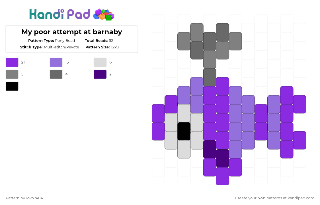 My poor attempt at barnaby - Pony Bead Pattern by 1ovo7404 on Kandi Pad - purple
