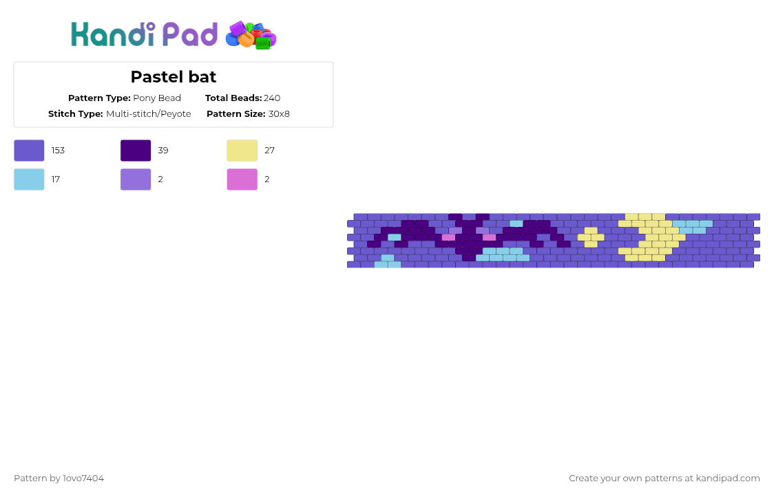 Pastel bat - Pony Bead Pattern by 1ovo7404 on Kandi Pad - blue