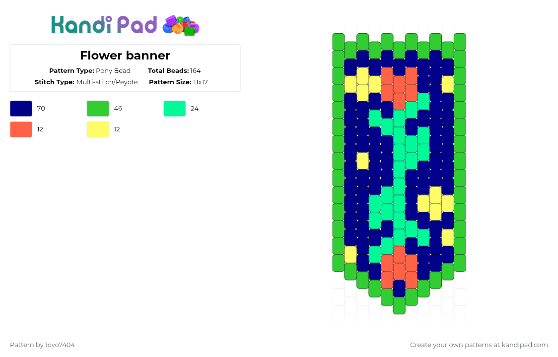 Flower banner - Pony Bead Pattern by 1ovo7404 on Kandi Pad - green,purple
