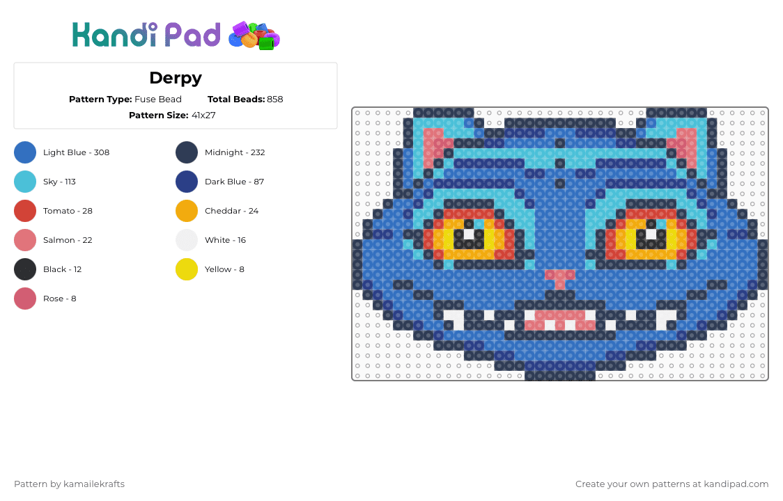 Derpy - Fuse Bead Pattern by kamailekrafts on Kandi Pad - purple,blue,cute,derpy