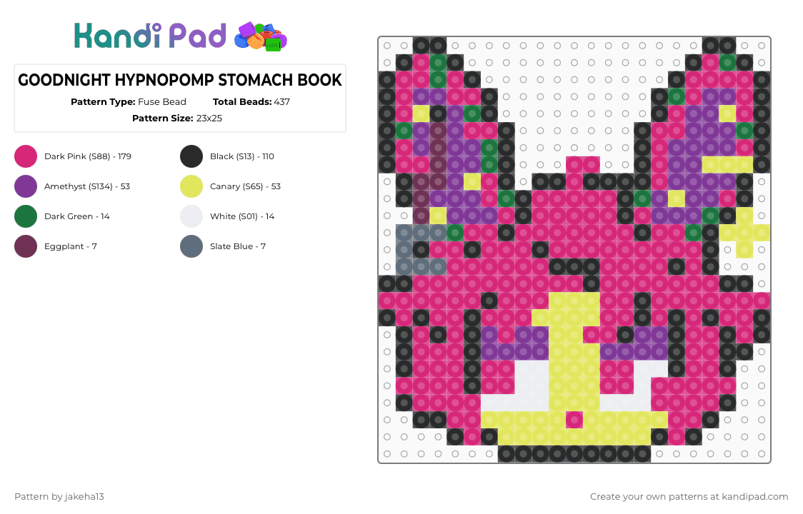 GOODNIGHT HYPNOPOMP STOMACH BOOK - Fuse Bead Pattern by jakeha13 on Kandi Pad - pink,stomach book,album,album cover