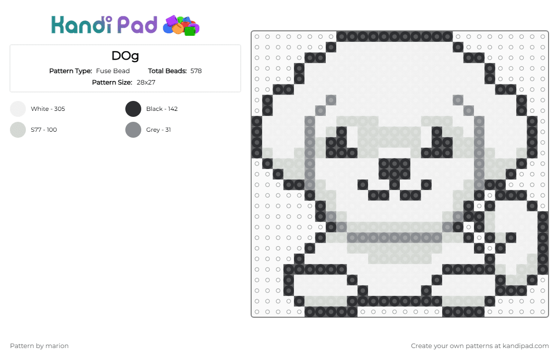 DOg - Fuse Bead Pattern by marion on Kandi Pad - white
