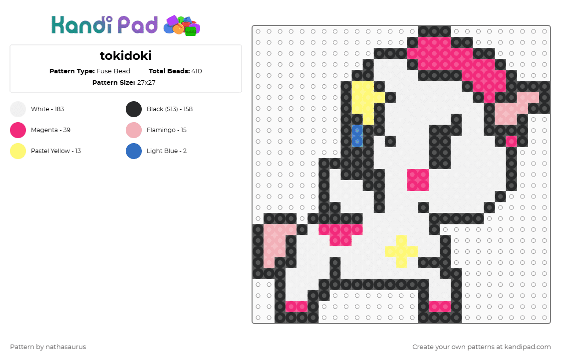 tokidoki - Fuse Bead Pattern by nathasaurus on Kandi Pad - white,pink