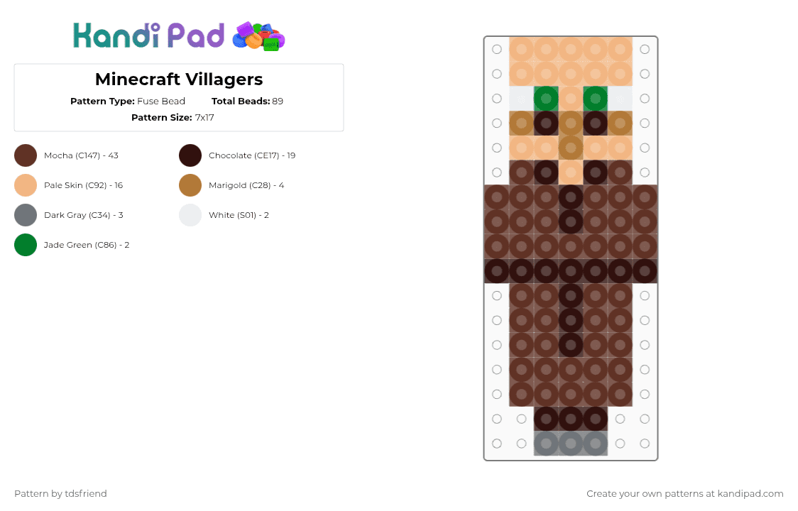 Minecraft Villagers - Fuse Bead Pattern by tdsfriend on Kandi Pad - brown,minecraft,gaming