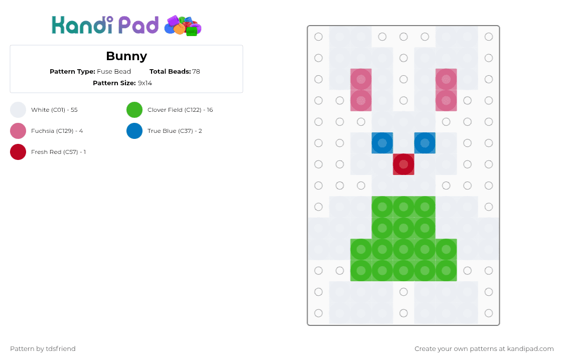 Bunny - Fuse Bead Pattern by tdsfriend on Kandi Pad - white,green,cotdparks,bunny,nature