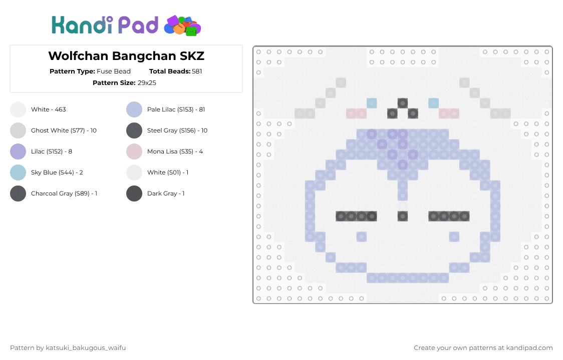 Wolfchan Bangchan SKZ - Fuse Bead Pattern by katsuki_bakugous_waifu on Kandi Pad - white,pink