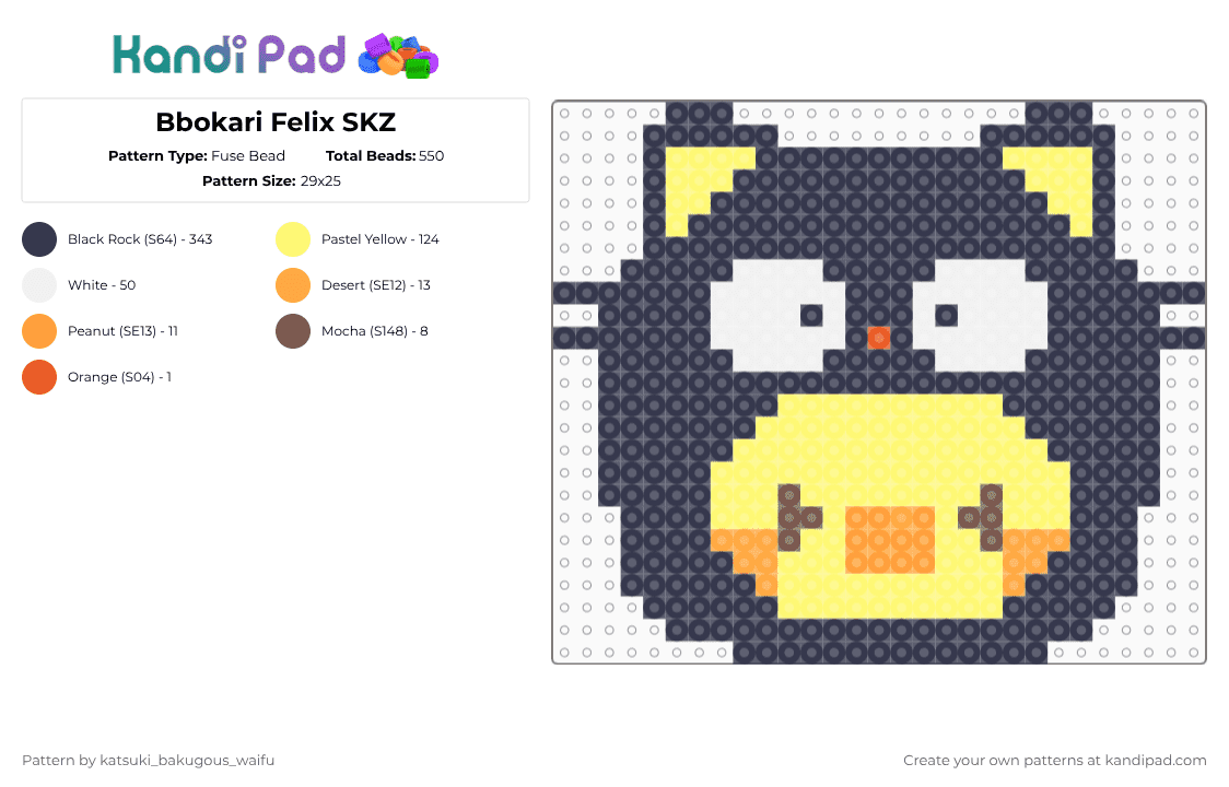 Bbokari Felix SKZ - Fuse Bead Pattern by katsuki_bakugous_waifu on Kandi Pad - purple,yellow