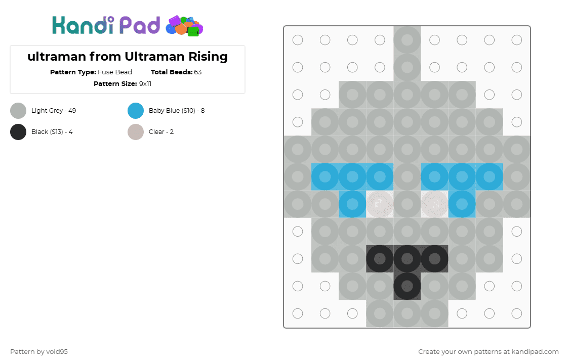ultraman from Ultraman Rising - Fuse Bead Pattern by void95 on Kandi Pad - beige