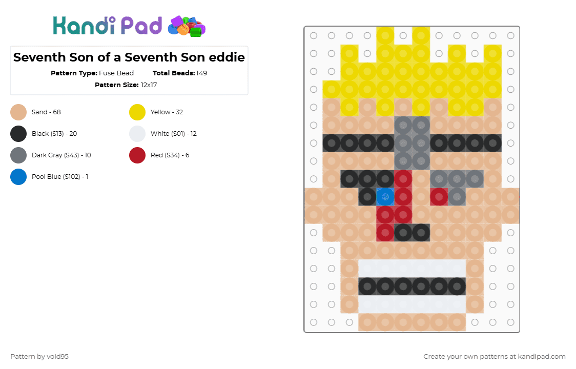 Seventh Son of a Seventh Son eddie - Fuse Bead Pattern by void95 on Kandi Pad - beige,yellow