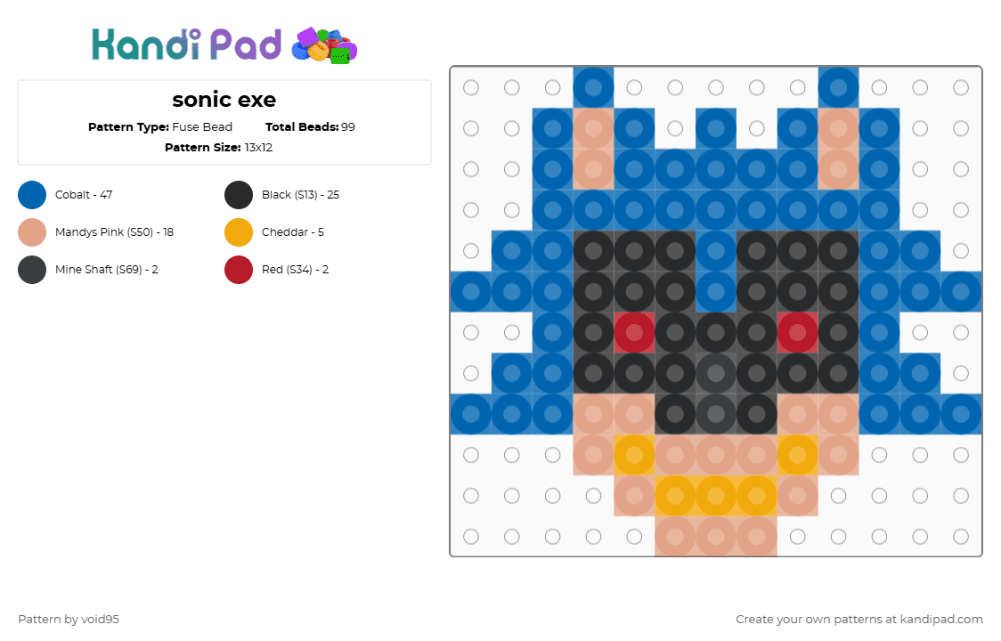 sonic exe - Fuse Bead Pattern by void95 on Kandi Pad - beige,blue