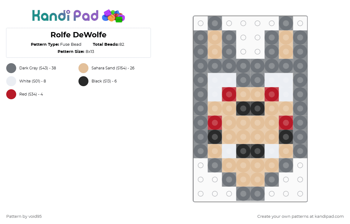 Rolfe DeWolfe - Fuse Bead Pattern by void95 on Kandi Pad - beige,gray