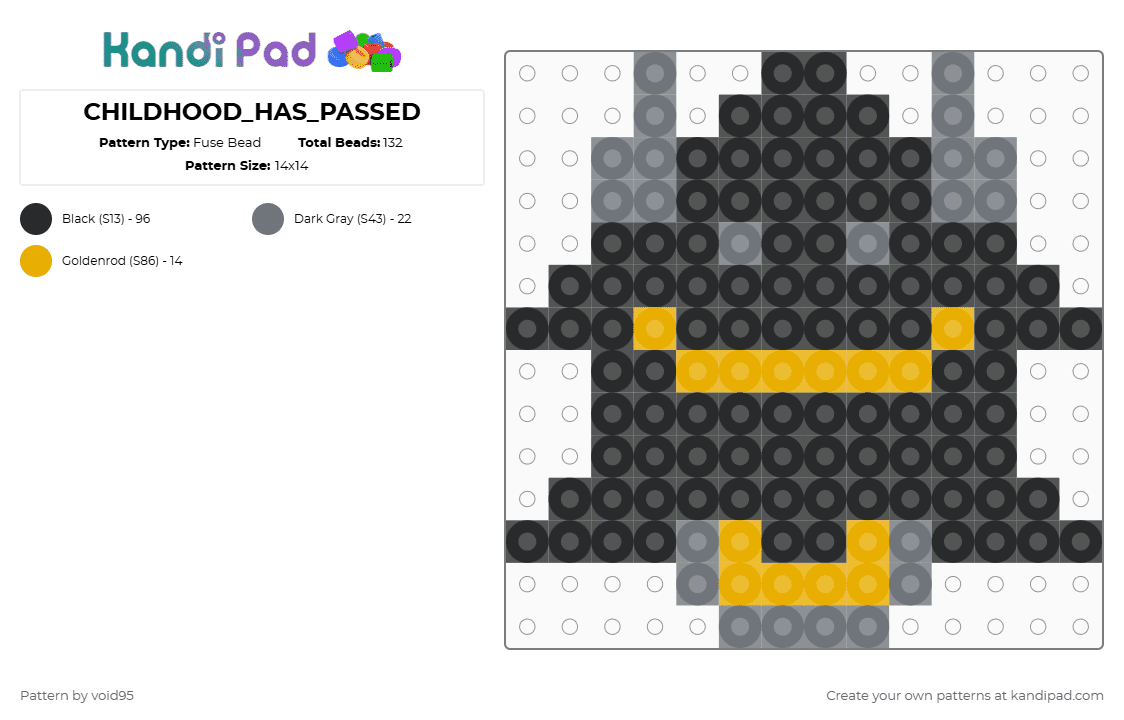 CHILDHOOD_HAS_PASSED - Fuse Bead Pattern by void95 on Kandi Pad - black,gray,orange
