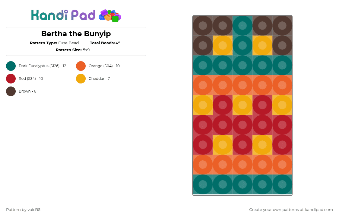 Bertha the Bunyip - Fuse Bead Pattern by void95 on Kandi Pad - orange,teal