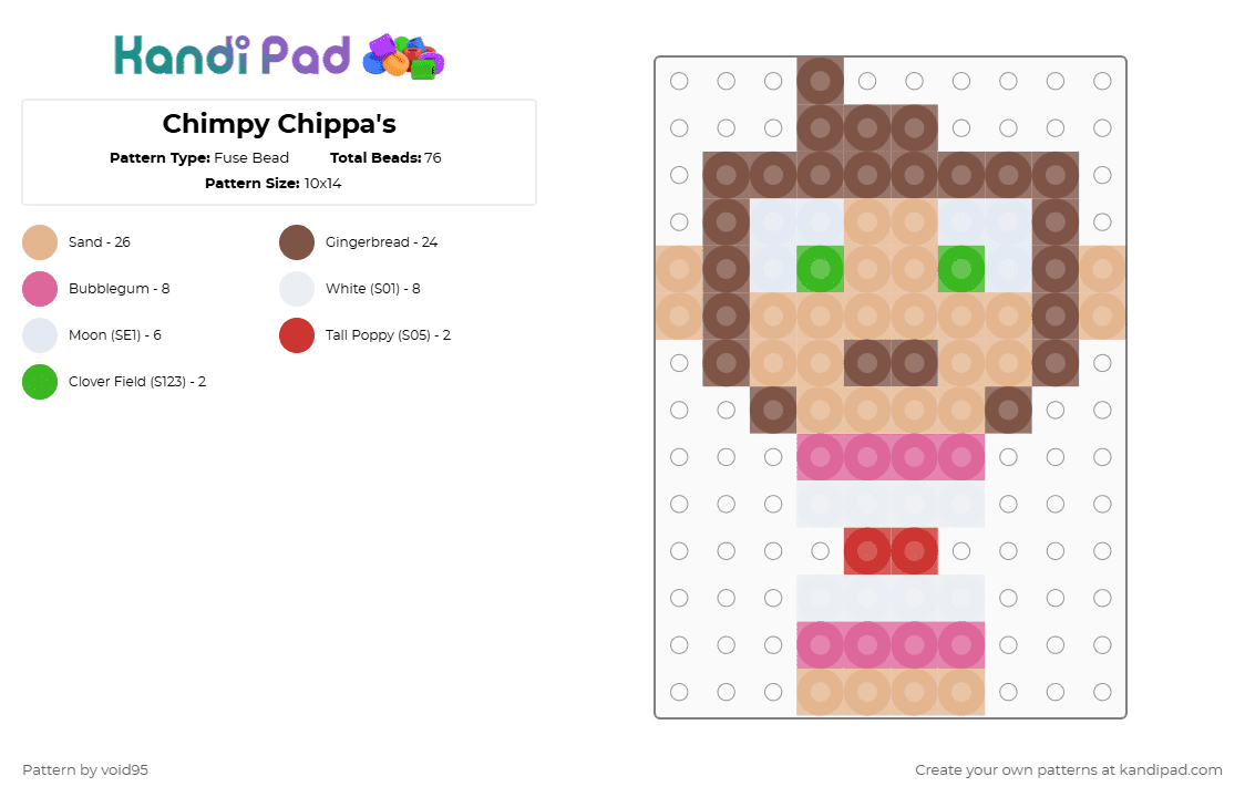 Chimpy Chippa\'s - Fuse Bead Pattern by void95 on Kandi Pad - beige,tan