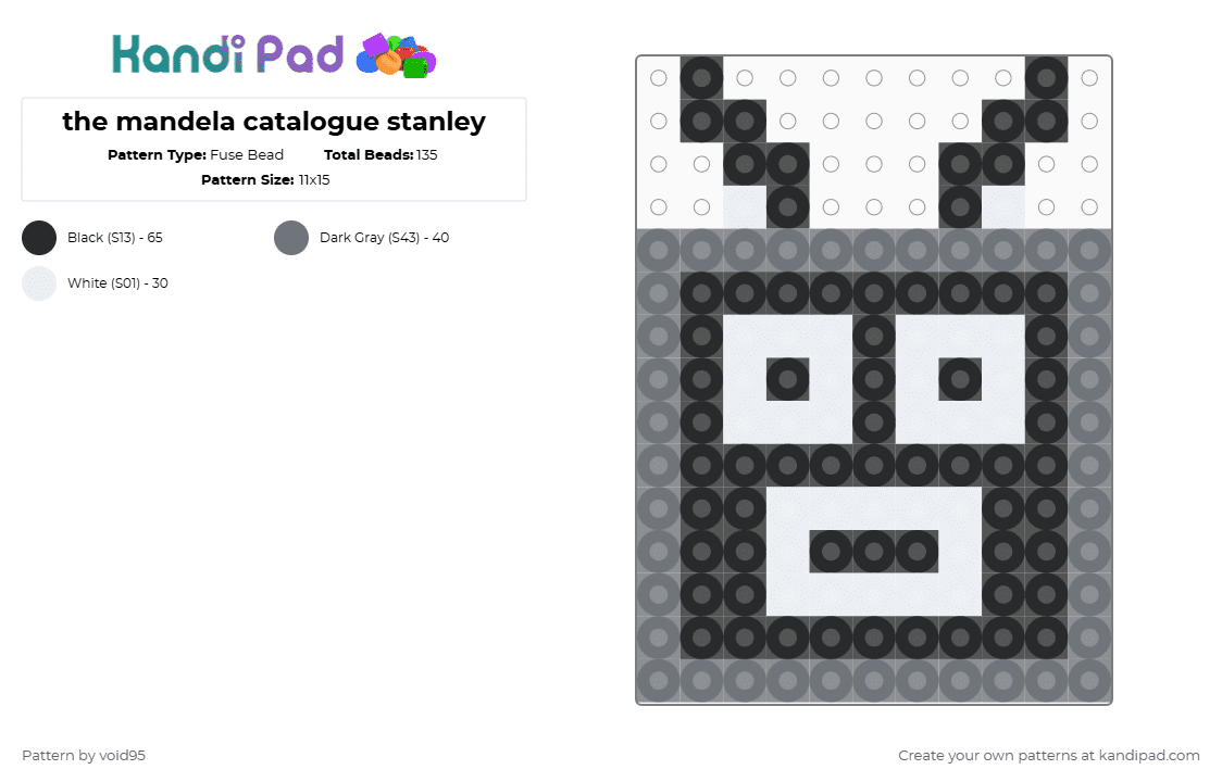 the mandela catalogue stanley - Fuse Bead Pattern by void95 on Kandi Pad - white,gray