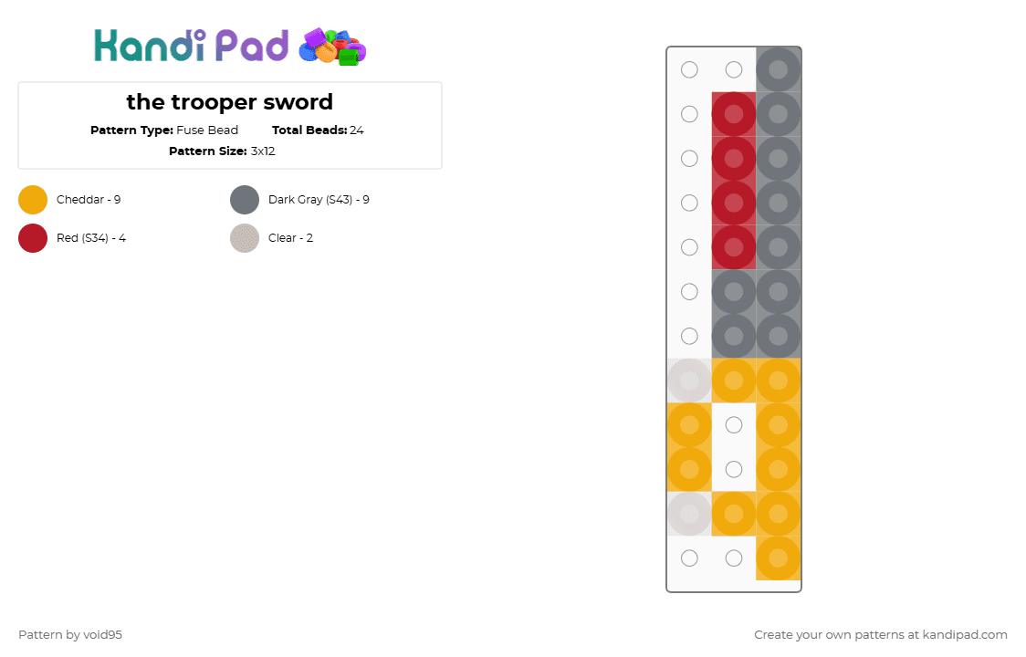 the trooper sword - Fuse Bead Pattern by void95 on Kandi Pad - orange,gray