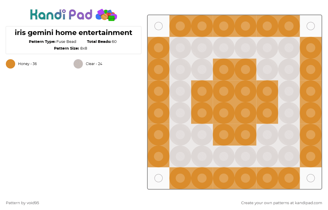 iris gemini home entertainment - Fuse Bead Pattern by void95 on Kandi Pad - orange,beige