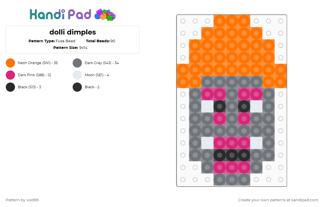 dolli dimples - Fuse Bead Pattern by void95 on Kandi Pad - gray,orange
