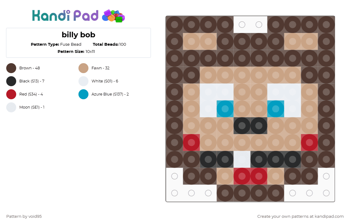 billy bob - Fuse Bead Pattern by void95 on Kandi Pad - beige,brown