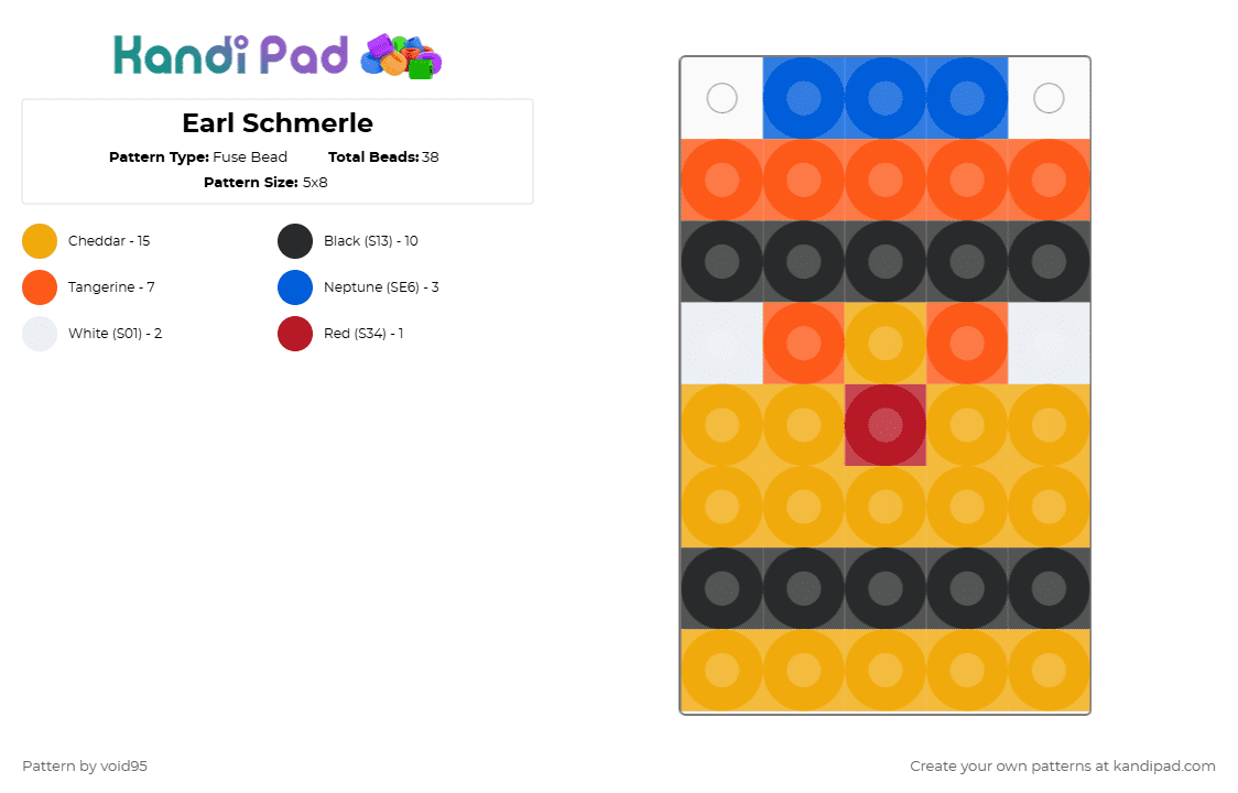 Earl Schmerle - Fuse Bead Pattern by void95 on Kandi Pad - orange