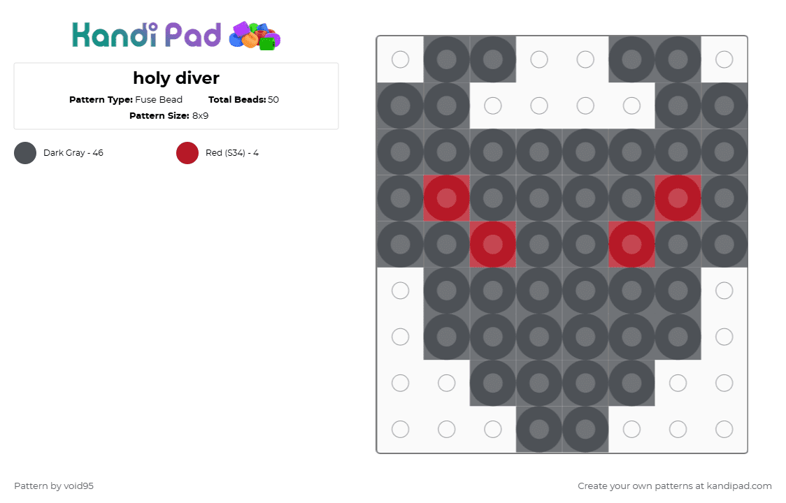 holy diver - Fuse Bead Pattern by void95 on Kandi Pad - gray