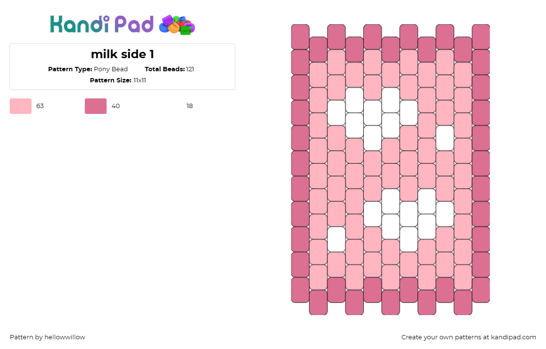 milk side 1 - Pony Bead Pattern by hellowwillow on Kandi Pad - milk,side,colorful,passion,art