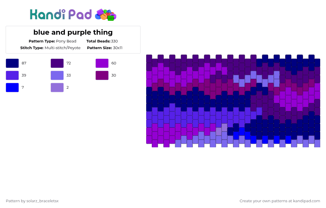 blue and purple thing - Pony Bead Pattern by solarz_braceletsx on Kandi Pad - purple